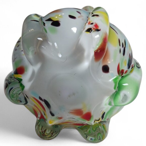Vintage MCM Spatter Art Glass Vase โ Murano Style Mid-Century Decor - Picture 4 of 10
